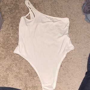 Amazon Women's Cream One Shoulder Bodysuit
